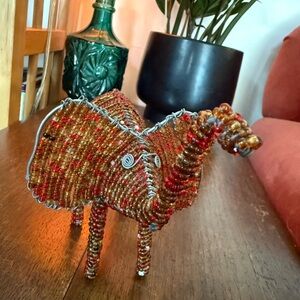 Handmade Bead and Wire Elephant
